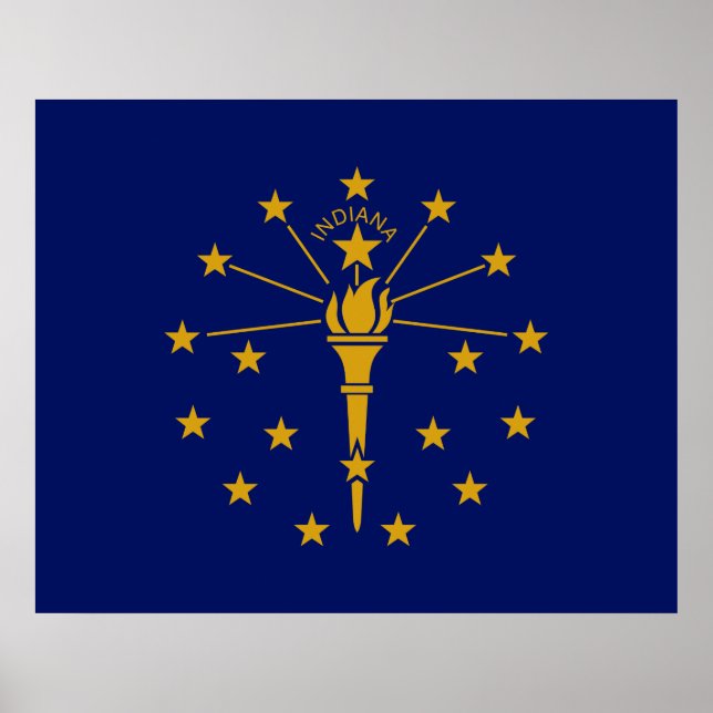 Affiche Drapeau d'État de l'Indiana (Devant)