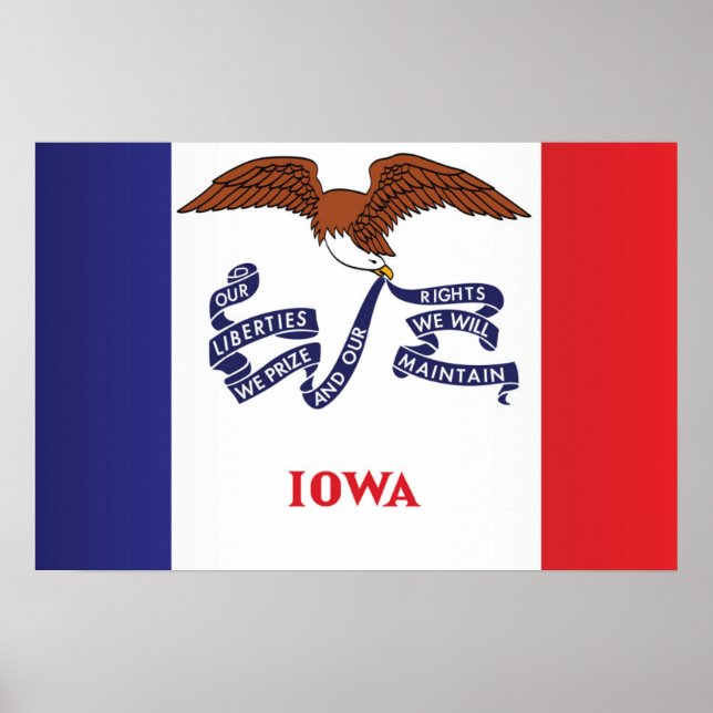 Affiche Drapeau d'État de l'Iowa, États-Unis (Devant)