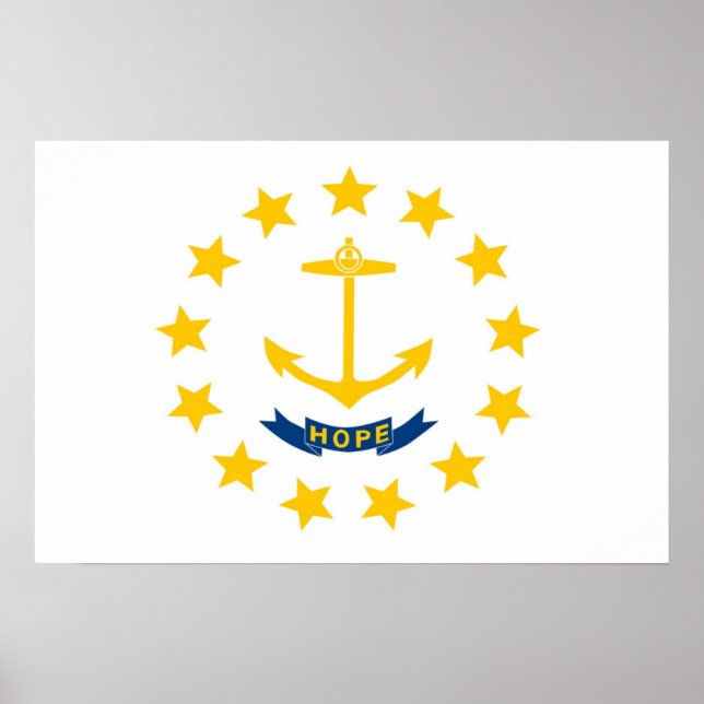 Affiche Drapeau d'Etat de Rhode Island, États-Unis (Devant)