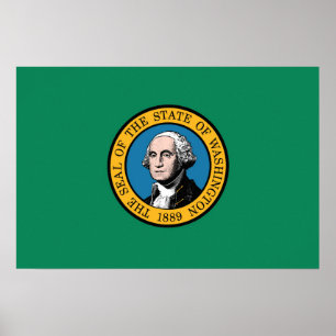 Affiche Drapeau d'État de Washington, États-Unis