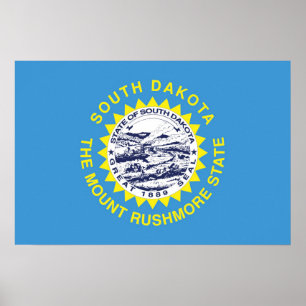 Affiche Drapeau d'Etat du Dakota du Sud, États-Unis