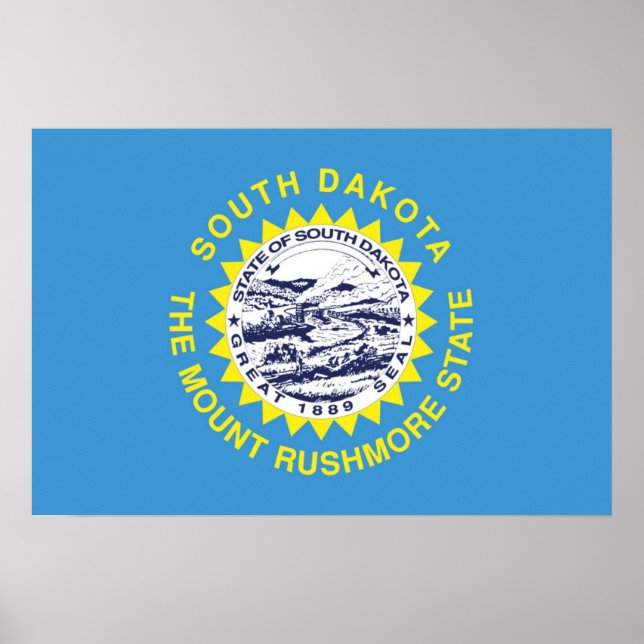 Affiche Drapeau d'Etat du Dakota du Sud, États-Unis (Devant)