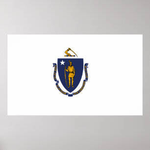 Affiche Drapeau d'État du Massachusetts