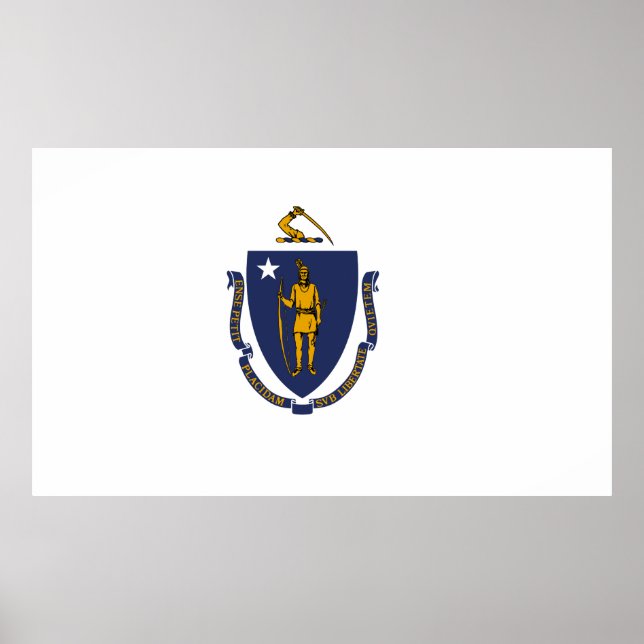 Affiche Drapeau d'État du Massachusetts (Devant)