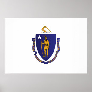 Affiche Drapeau d'Etat du Massachusetts, États-Unis