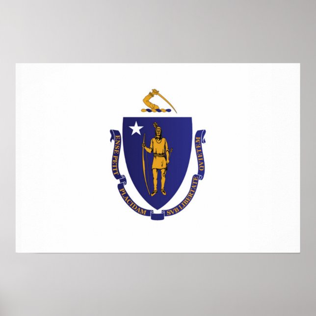 Affiche Drapeau d'Etat du Massachusetts, États-Unis (Devant)