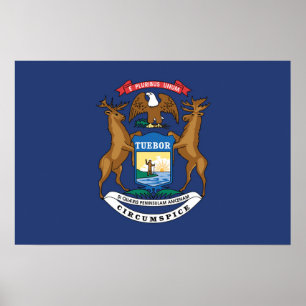 Affiche Drapeau d'État du Michigan, États-Unis