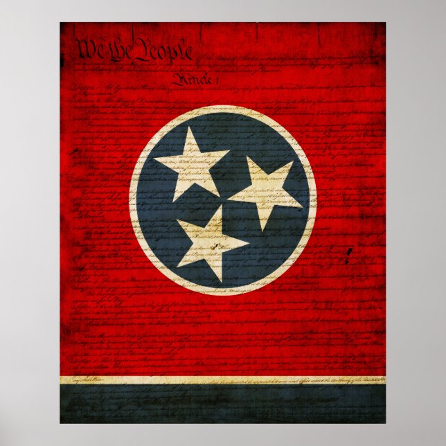 Affiche Drapeau d'état du Tennessee (Devant)