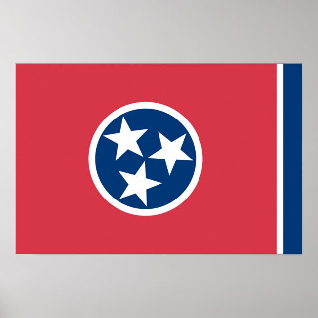Affiche Drapeau d'État du Tennessee, États-Unis (Devant)