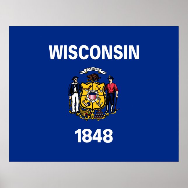Affiche Drapeau d'État du Wisconsin (Devant)
