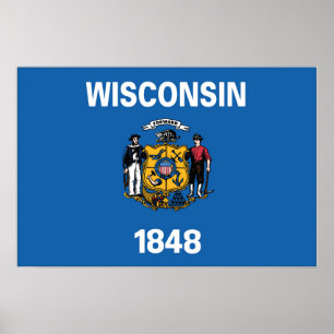 Affiche Drapeau d'État du Wisconsin, États-Unis