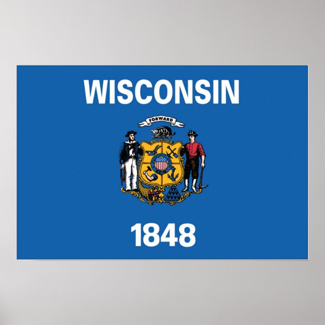 Affiche Drapeau d'État du Wisconsin, États-Unis (Devant)