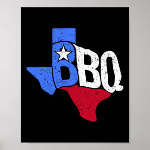 Affiche Drapeau D'État Et Carte Du Bbq Texas