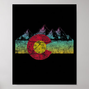 Affiche Drapeau D'État Rétro Colorado Montagnes Rocheuses