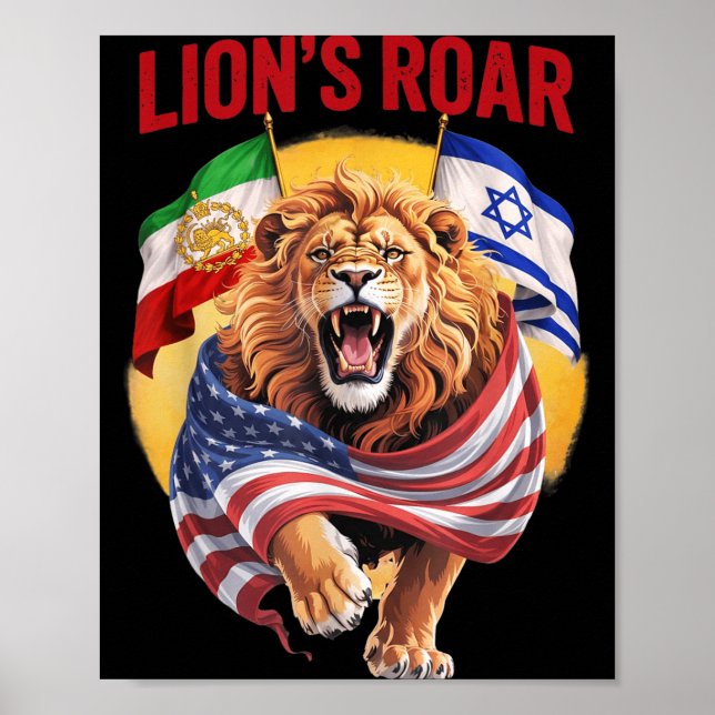 Affiche Drapeau Drôle Rugissement des Lions (Devant)