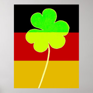 Affiche Drapeau Drôle St Patrick Allemand Irlandais Shamro