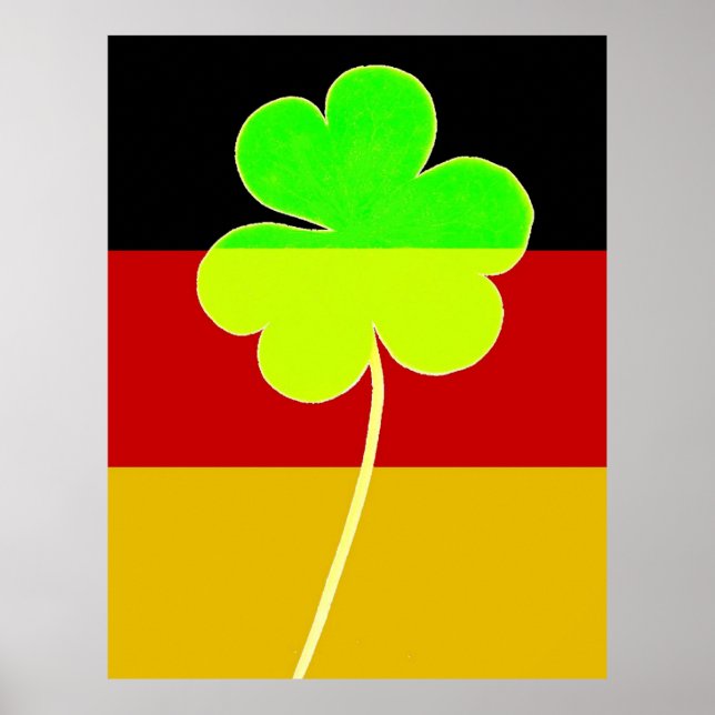 Affiche Drapeau Drôle St Patrick Allemand Irlandais Shamro (Devant)