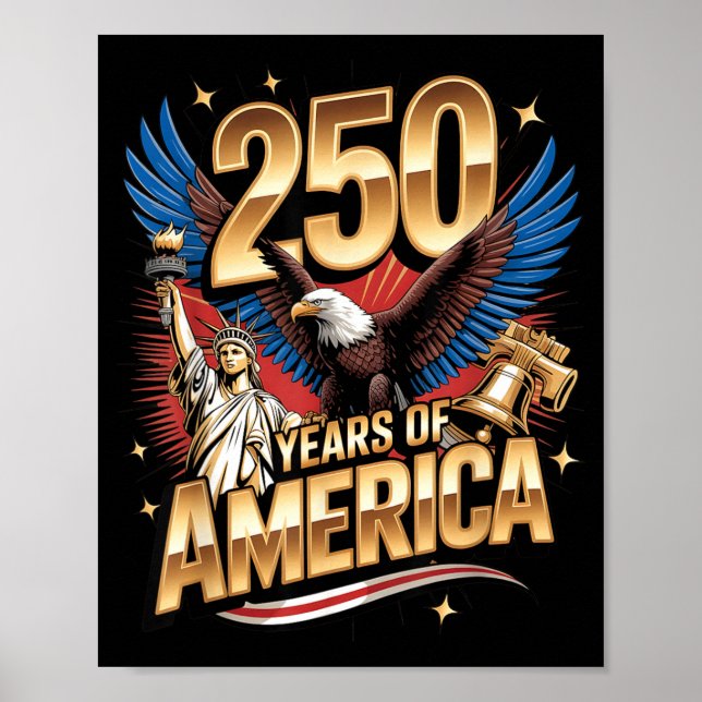 Affiche Drapeau du 250e anniversaire des États-Unis d'Amér (Devant)