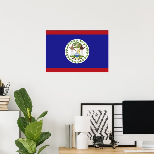 Affiche Drapeau du Belize (Bureau à domicile)