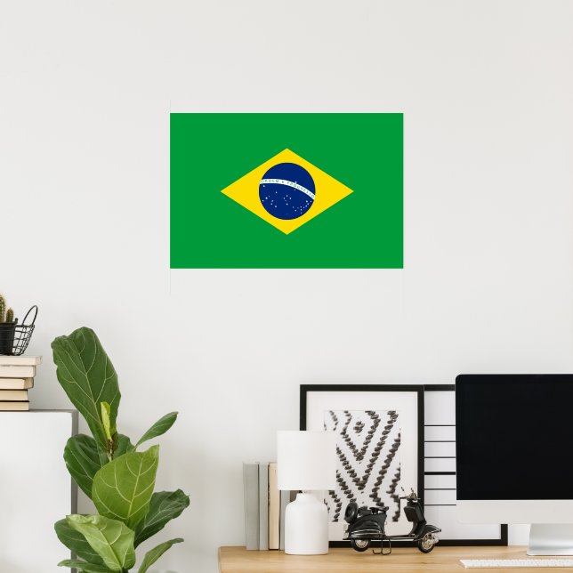 Affiche Drapeau du Brésil (Bureau à domicile)