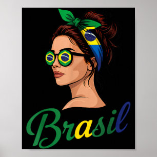 Affiche Drapeau du Brésil Racines brésiliennes Fierté brés