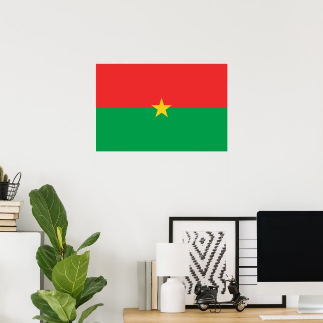 Affiche drapeau du Burkina Faso (Bureau à domicile)