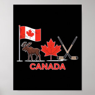 Affiche Drapeau du Canada Feuille d'érable canadienne Cerf