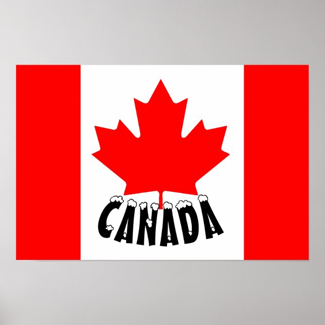 Affiche Drapeau du Canada Rouge Blanc Feuille d'érable Can (Devant)