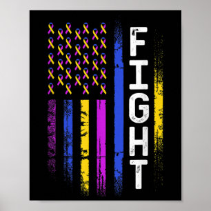 Affiche Drapeau du cancer de la vessie jaune violet ruban 