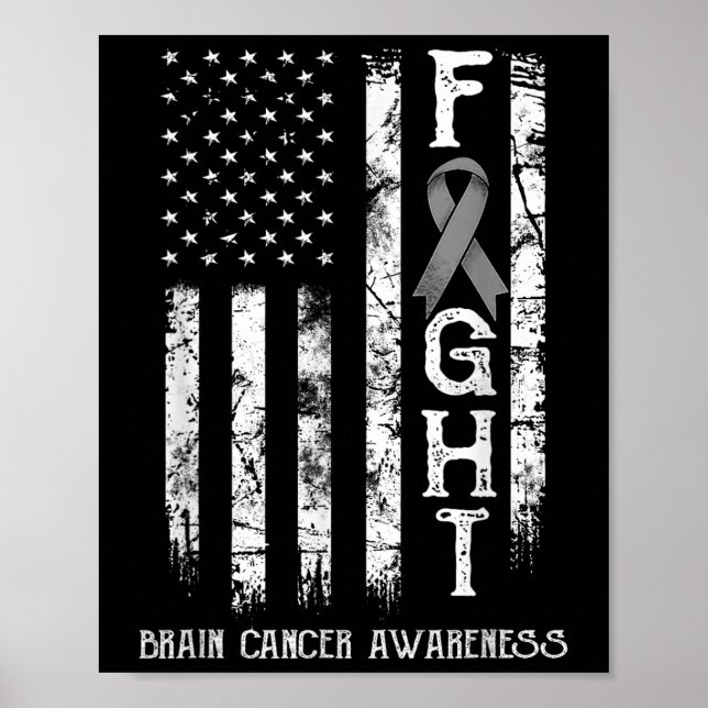 Affiche Drapeau du combattant du cancer du cerveau (Devant)
