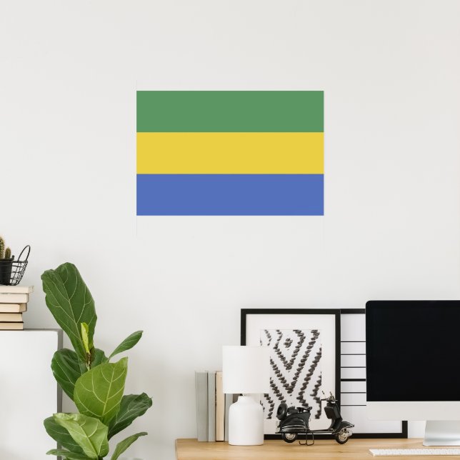 Affiche Drapeau du Gabon (Bureau à domicile)