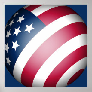 Affiche Drapeau du Globe des États-Unis d'Amérique