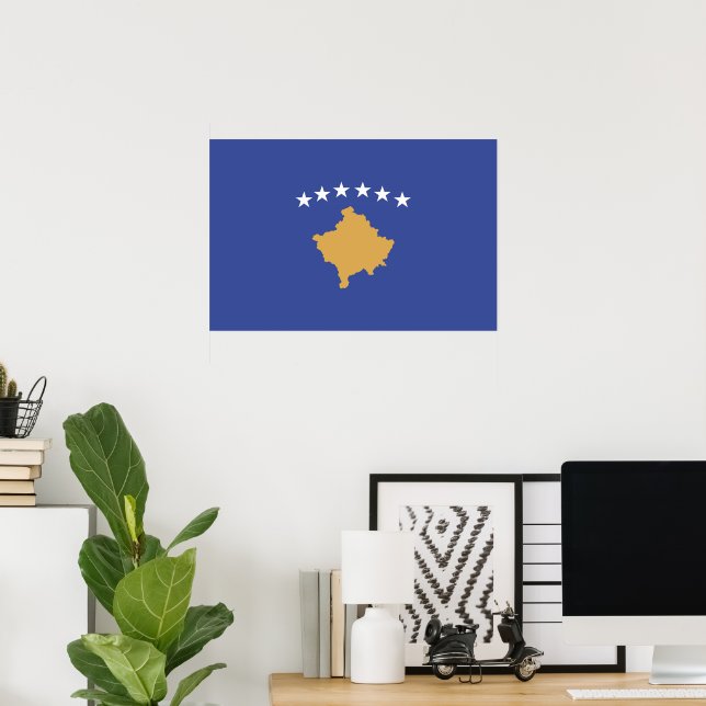Affiche drapeau du Kosovo (Bureau à domicile)