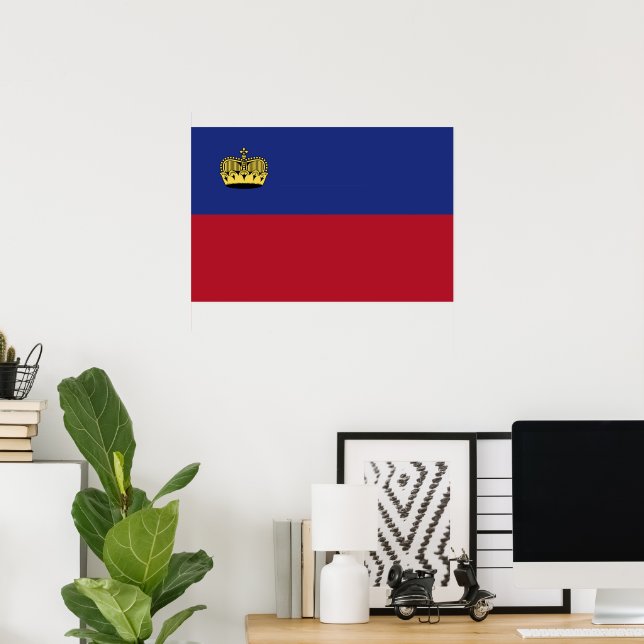 Affiche Drapeau du Liechtenstein (Bureau à domicile)