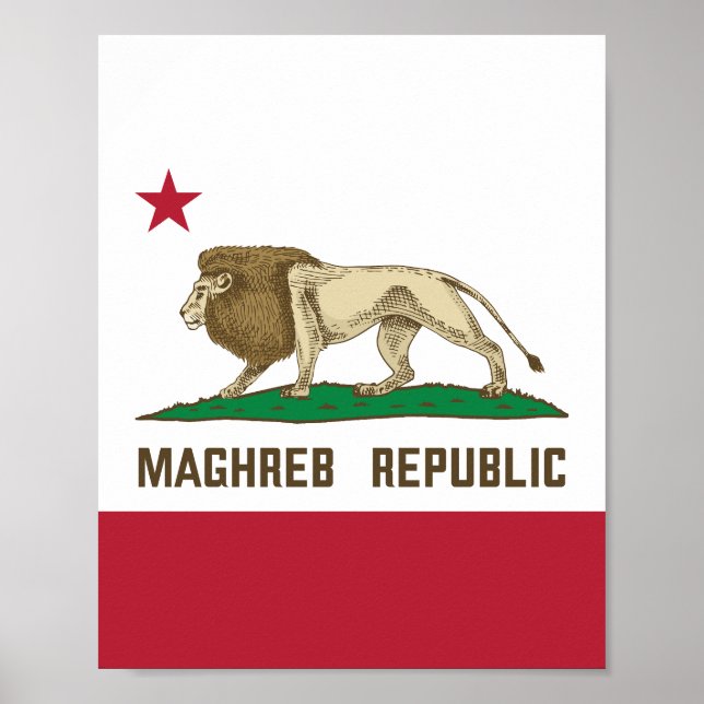 Affiche Drapeau du Lion de la République du Maghreb Fierté (Devant)