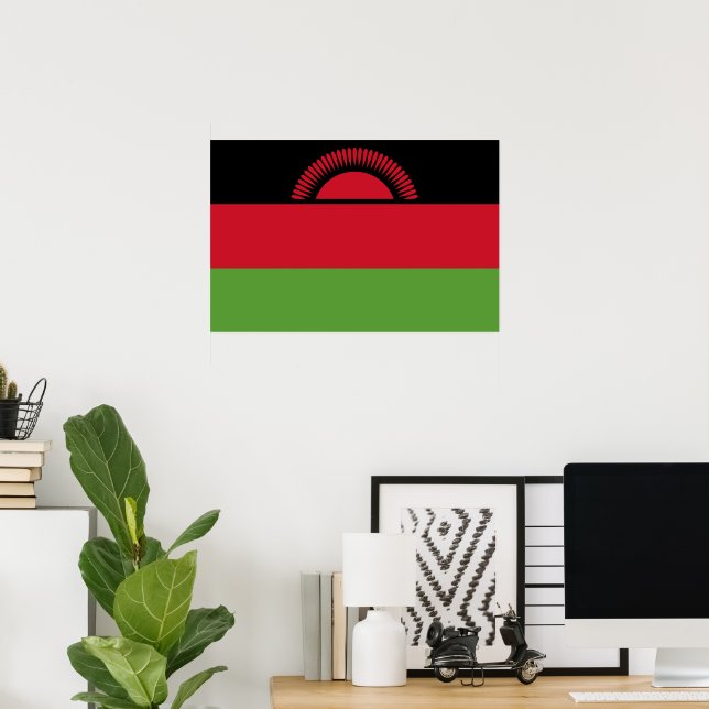 Affiche drapeau du Malawi (Bureau à domicile)
