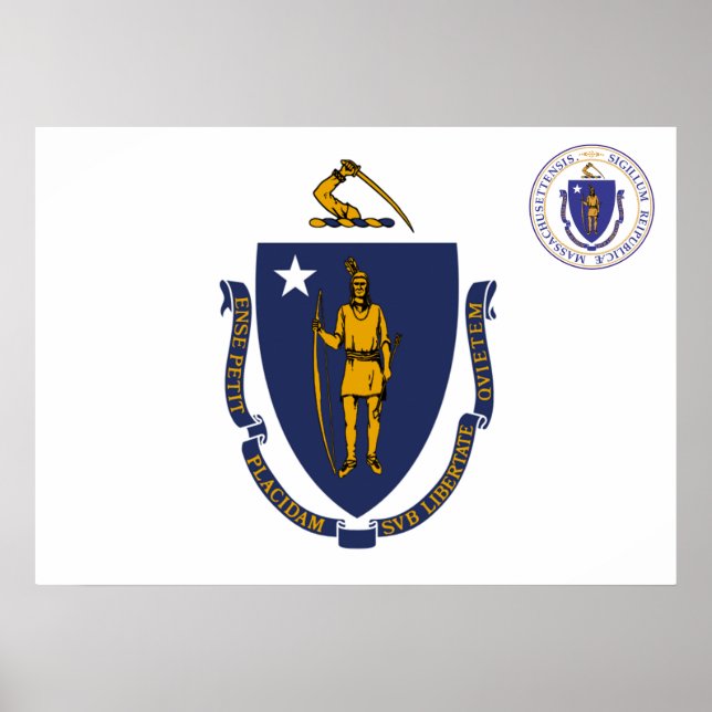 Affiche Drapeau du Massachusetts (Devant)