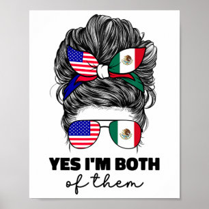 Affiche Drapeau Du Mexique Et Américain À Moitié Mexique A