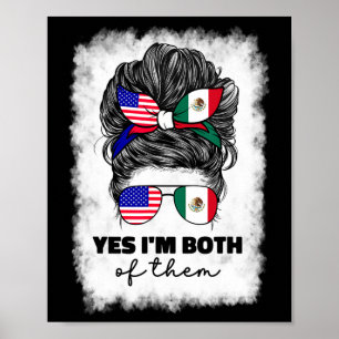 Affiche Drapeau Du Mexique Et Américain À Moitié Mexique A