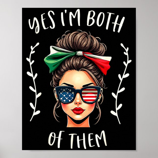 Affiche Drapeau du Mexique États-Unis à moitié mexicano-am (Devant)