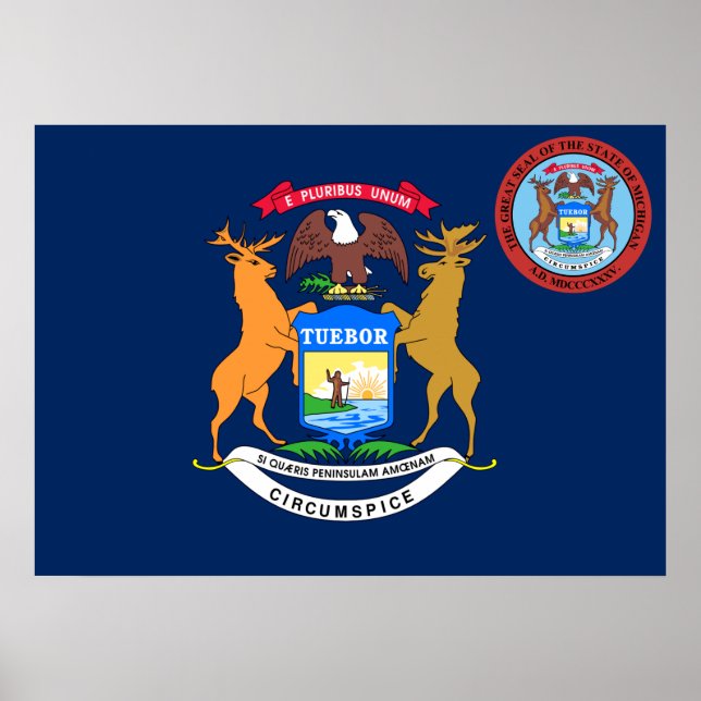 Affiche Drapeau du Michigan (Devant)