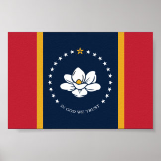 Affiche Drapeau du Mississippi - Nouveau Drapeau de Magnol