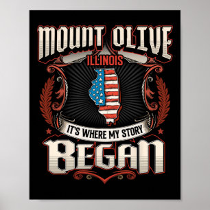 Affiche Drapeau du mont Olive Illinois Usa 4 juillet