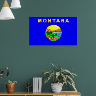 Affiche Drapeau du Montana, Big Sky Country,