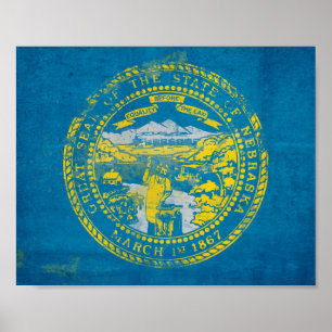 Affiche Drapeau du Nebraska en détresse