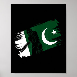 Affiche Drapeau du Pakistan Fan de cricket du Pakistan Jou