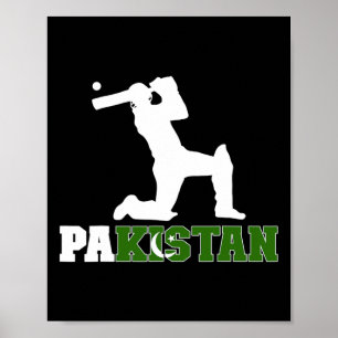 Affiche Drapeau du Pakistan Joueur de cricket Fans de cric