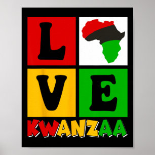 Affiche Drapeau du patrimoine africain Love Kwanzaa