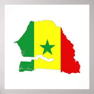 Affiche drapeau du pays du sénégal forme silhouette