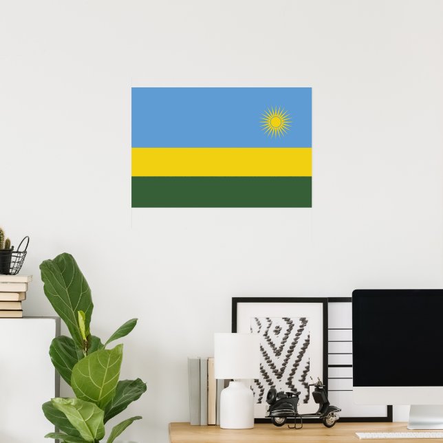 Affiche Drapeau du Rwanda (Bureau à domicile)